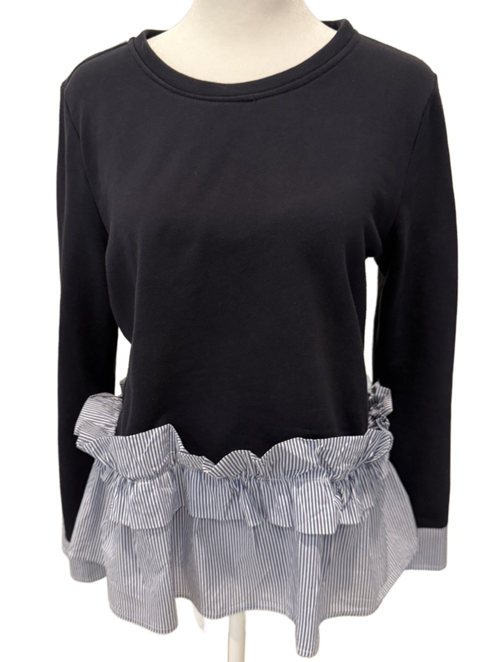 Sugar+Lips Mixed Media Ruffle Hem Layered Top. Medium